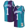 Sofisticato Comodo Muggsy Bogues Charlotte Hornets Hardwood Classics 1992/93 Split Swingman Jersey Teal/Purple