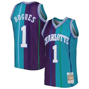 Sofisticato Comodo Muggsy Bogues Charlotte Hornets Hardwood Classics 1992/93 Split Swingman Jersey Teal/Purple