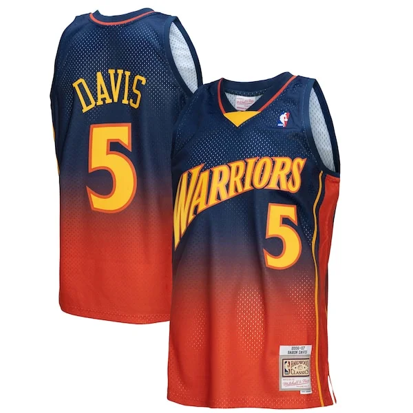 Sofisticato Raffinato Accattivante Baron Davis Golden State Warriors 2006/07 Hardwood Classics Fadeaway Swingman Player Jersey Navy/Orange