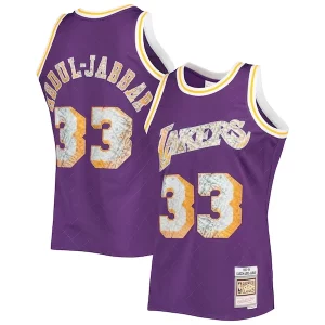 Sofisticato Trendy Gorgeous Kareem Abdul Jabbar Los Angeles Lakers 1996 97 Hardwood Classics NBA 75th Anniversary Diamond Swingman Jersey Purple