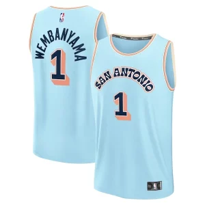 Sofisticato Victor Wembanyama San Antonio Spurs 2024/25 Fast Break Player Jersey City Edition Light Blue