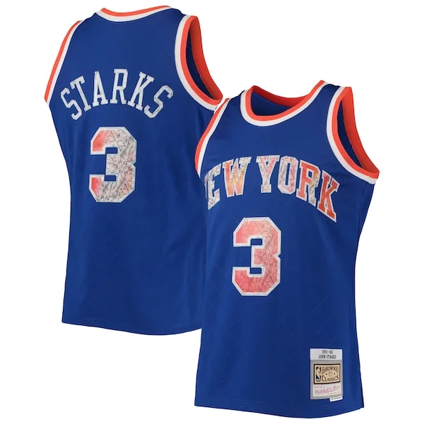 Splendido John Starks New York Knicks 1991/92 Hardwood Classics NBA 75th Anniversary Diamond Swingman Jersey Blue