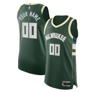 Splendido Milwaukee Bucks Nike 2021/22 Diamond Authentic Custom Jersey Icon Edition Hunter Green