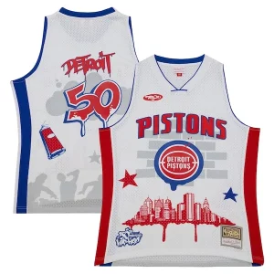 Stupendo Meraviglioso Detroit Pistons x Tats Cru Hardwood Classics Fashion Jersey White