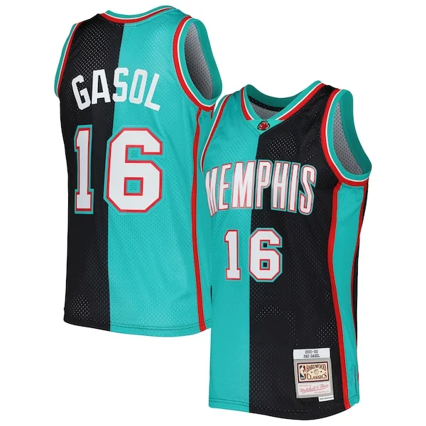 Trendy Comodo Pau Gasol Memphis Grizzlies Hardwood Classics 2001/02 Split Swingman Jersey Black/Turquoise