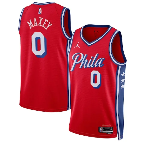 Trendy Fascinante Tyrese Maxey Philadelphia 76ers Jordan Brand Unisex Swingman Jersey Statement Edition Red