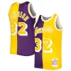 Trendy Magic Johnson Los Angeles Lakers Hardwood Classics 1984/85 Split Swingman Jersey Purple/Gold