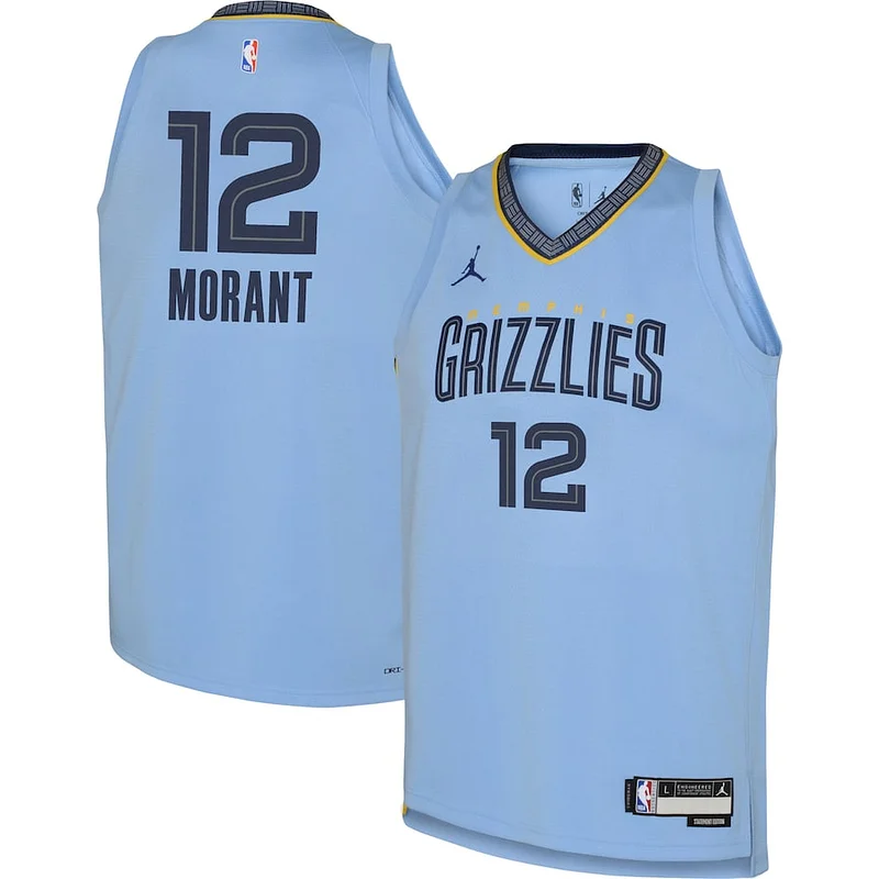 Attraente Moderno Gorgeous Ja Morant Memphis Grizzlies Jordan Brand Youth Swingman Jersey Statement Edition Light Blue