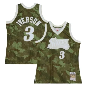 Versatile Allen Iverson Philadelphia 76ers Hardwood Classics 1997/98 Ghost Green Swingman Jersey Camo
