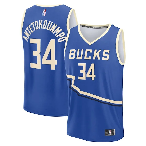 Robusto Cool Giannis Antetokounmpo Milwaukee Bucks Youth 2024/25 Fast Break Player Jersey City Edition Royal