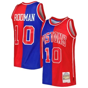 Versatile Dennis Rodman Detroit Pistons Hardwood Classics 1988/89 Split Swingman Jersey Blue/Red