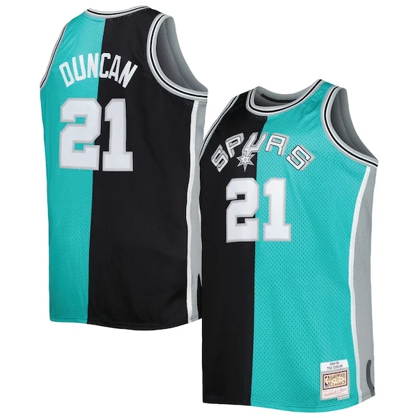 Versatile Eccezionale Prestigioso Tim Duncan San Antonio Spurs Big & Tall Hardwood Classics 1998/99 Split Swingman Jersey Black/Teal